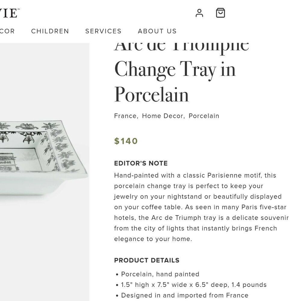 Arc de Triomphe Change Tray in Porcelain Hand Painted Imported from France - Picture 4 of 8